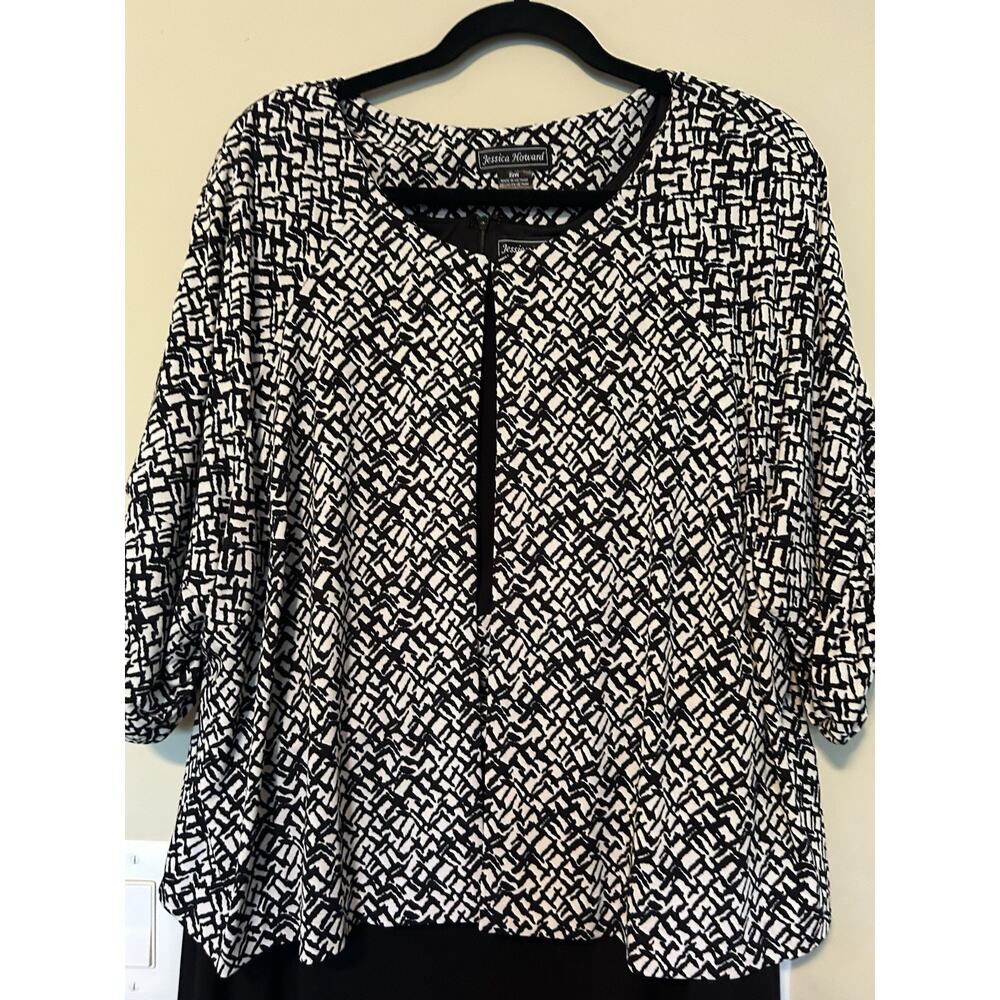 Jessica Howard Two Piece Black & White Maxi Dress 22W - Picture 3 of 14